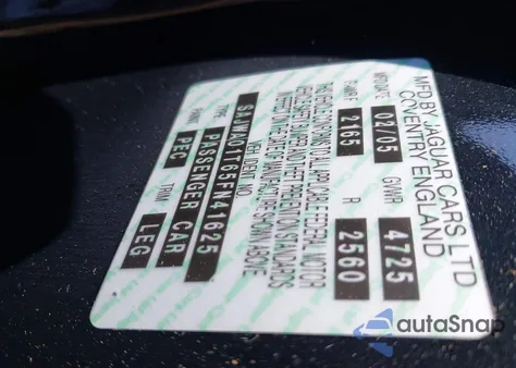 2005 Jaguar S-Type 3.0L V6 from USA, damaged, VIN SAJWA01T65FN41625